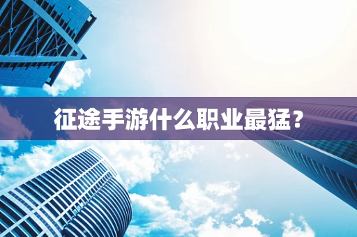 征途手游什么职业最猛？